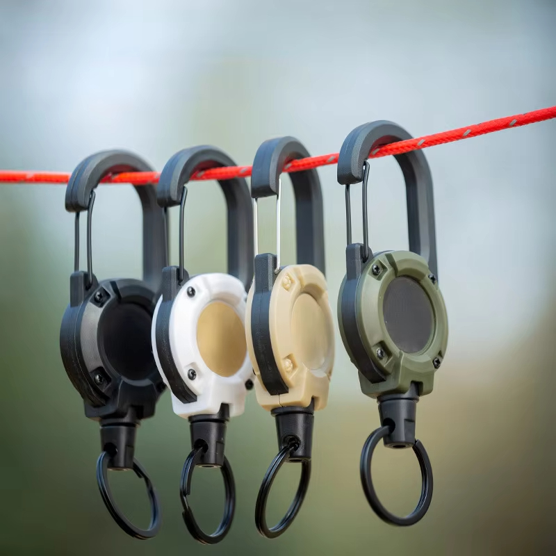 Conventional Reel - Einziehbarer Hochleistungs-Karabiner mit Stahlseil, Feder-Schlüsselring, Outdoor-Sport-Zubehör,