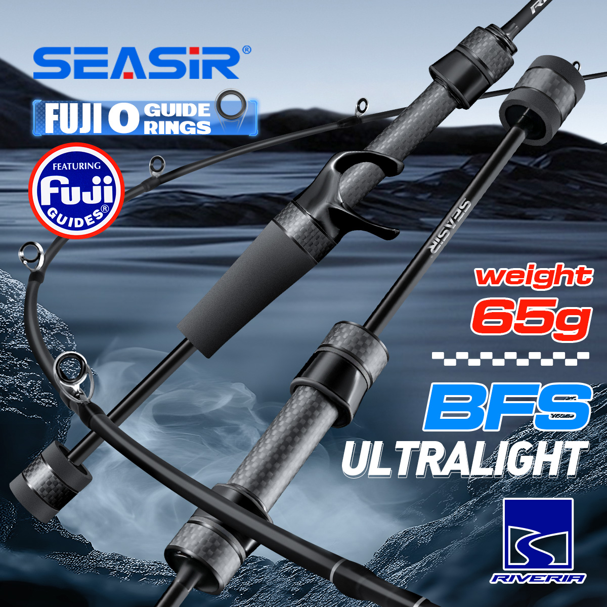 Kastking Reel Zephyr - Seasir Riveria BFS Ultraleichte Spining-Baitcasting-Angelrute, FUJI